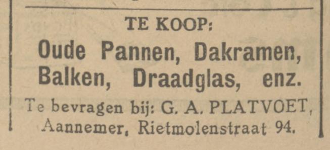 Rietmolenstraat 94 Aannemer G.A. Platvoet advertentie Tubantia 25-10-1927.jpg