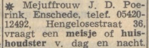 Hengelosestraat 36 Mej. J.D. Poerink advertentie Nieuwsblad van het Noorden 9-9-1965.jpg