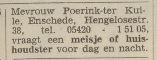 Hengelosestraat 38 Mevr. Poerink-ter Kuile advertentie Tubantia 1-10-1966.jpg