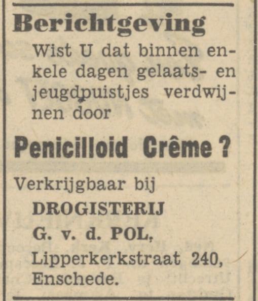 Lipperkerkstraat 240 Drogisterij G. v.d. Pol advertentie Tubantia 22-9-1951.jpg