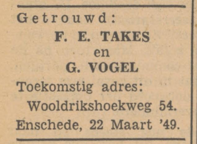 Wooldrikshoekweg 54 F.E. Takes advertentie Tubantia 23-3-1949.jpg