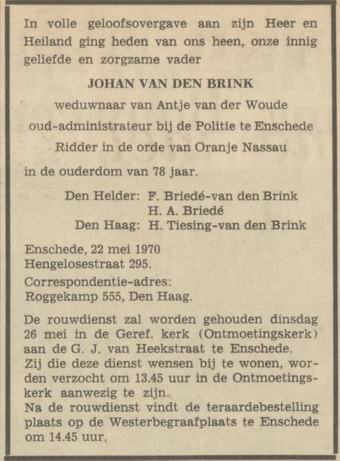 Hengelosestraat 295 J. van den Brink overlijdensadvertentie Tubantia 23-5-1970.jpg