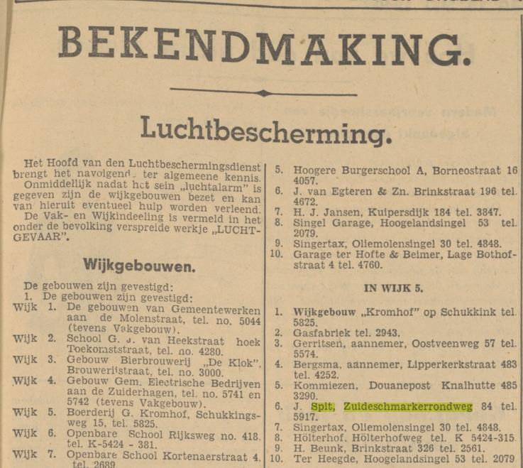 Zuid Esmarkerrondweg 84 J. Spit krantenbericht Tubantia 16-5-1940.jpg