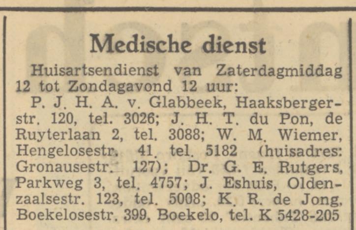 de Ruyterlaan 2 J.H.T. du Pon krantenbericht Tubantia 3-11-1950.jpg