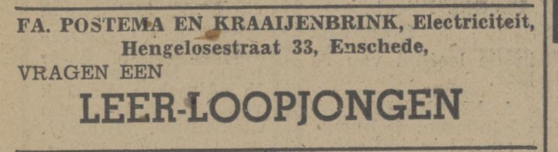 Hengelosestraat 33 Fa. Postema en Kraaijenbrink advertentie Tubantia 30-12-1947.jpg