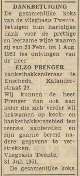 Kalanderstraat 20 Elzo Prenger banketbakkersleraar advertentie Tubantia31-7-1951.jpg