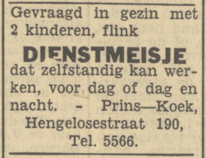 Hengelosestraat 190 Prins Koek advertentie Tubantia 11-10-1949.jpg
