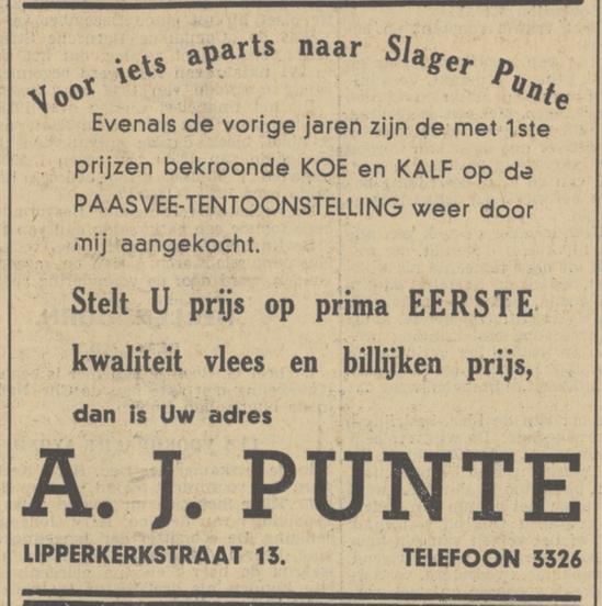 Lipperkerkstraat 13 slager A.J. Punte advertentie Tubantia 1-4-1939.jpg