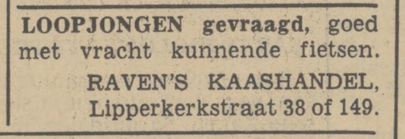 Lipperkerkstraat 38 kaashandel Raven advertentie Tubantia 18-10-1939.jpg