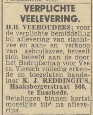 Haaksbergerstraat 560 K.J. Reddingius advertentie Twentsch nieuwsblad 21-3-1944.jpg
