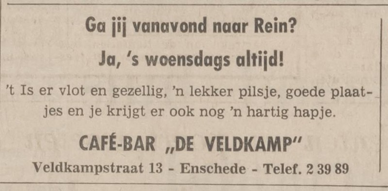 Veldkampstraat 13 cafe De Veldkamp advertentie Tubantia 6-8-1969.jpg