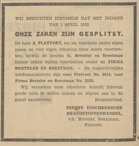 Brandstoffenhandel Breteler en Reestman telf. 3529 advertentie Tubantia 30-3-1935.jpg