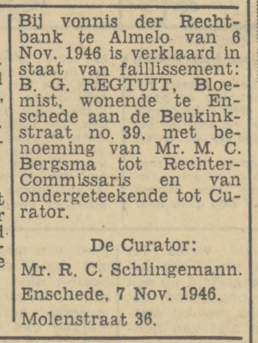 Brinkstraat 39 B.G. Reftuit Bloemist krantenbericht Tubantia 8-11-1946.jpg