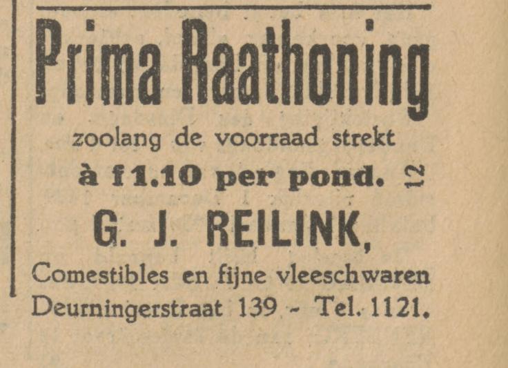 Deurningerstraat 139 G.J. Reilink comestibles advertentie Tubantia 26-10-1929.jpg