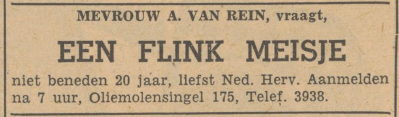 Oliemolensingel 175 A, van Rein advertentie Tubantia 14-7-1948.jpg