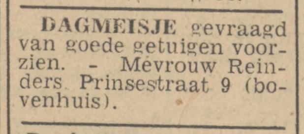 Prinsestraat 9 Mevr. Reinders advertentie Tubantia 25-3-1947.jpg