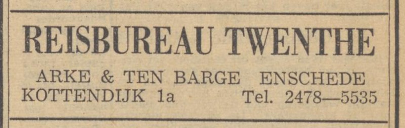 Kottendijk 1a Reisbureau Twenthe Arke en Ten Barge advertentie Trouw 29-6-1948.jpg
