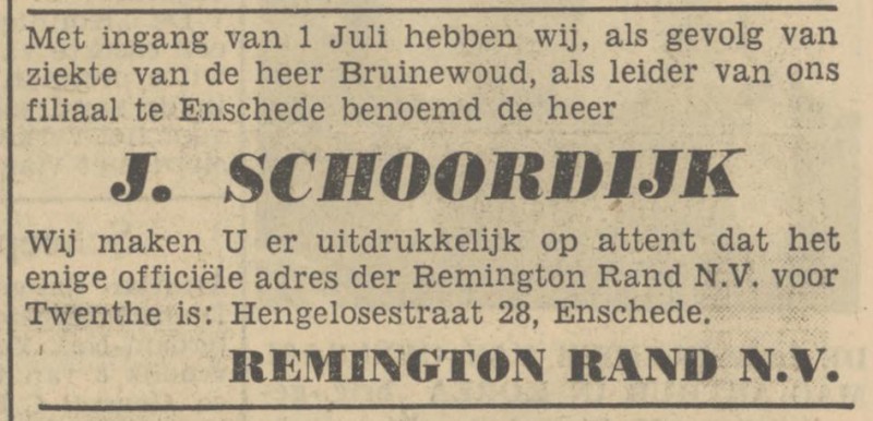 Hengelosestraat 28 Remington Rand advertentie Tubantia 10-7-1950.jpg