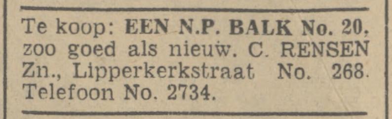 Lipperkerkstraat 268 C. Rensen advertentie Tubantia 28-6-1941.jpg