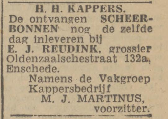 Oldenzaalsestraat 132a E.J. Reudink advertentie Twentsch nieuwsblad 21-12-1944i.jpg