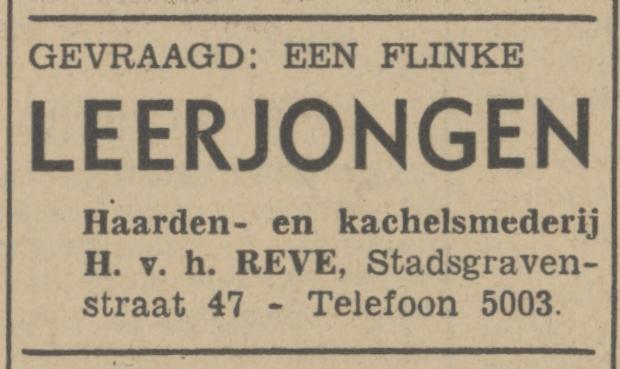 Stadsgravenstraat 47 Haarden- en kachelsmederij H.  Van het Reve advertentie Tubantia 6-5-1941.jpg