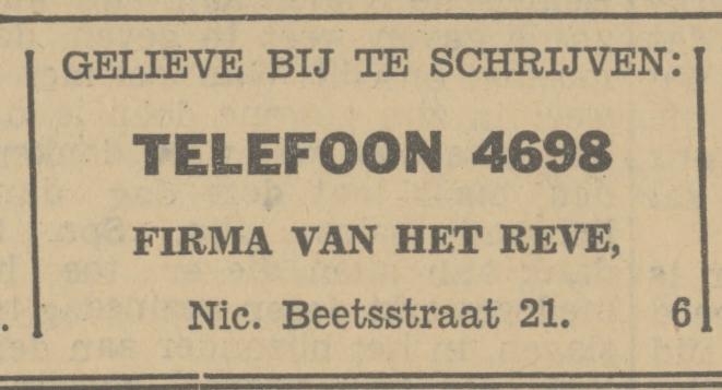 Nicolaas Beetsstraat 21 Firma van het Reve advertentie Tubantia 4-8-1933.jpg