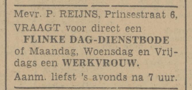 Prinsestraat 6 P. Reijns advertentie Tubantia 7-7-1942.jpg