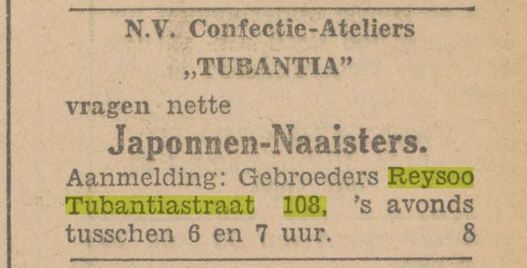 Tubantiastraat 108 Gebr. Reysoo Advertentie. Twentsch dagblad Tubantia en Enschedesche courant. Enschede, 28-04-1930.jpg
