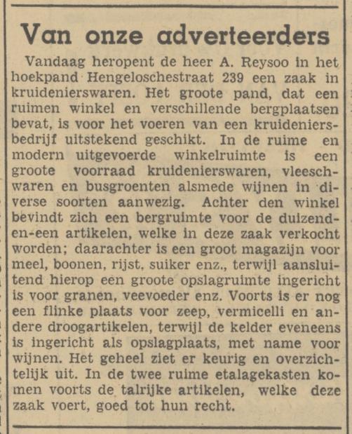 Hengelosestraat 239 kruideniersbedrijf A. Reysoo krantenbericht Tubantia 28-5-1940.jpg