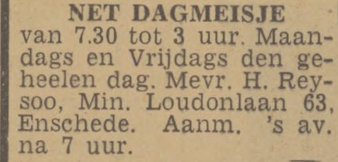 Minister Loudonlaan 63 H. Reysoo advertentie Twentsch nieuwsblas 5-1-1943.jpg