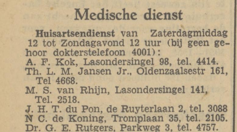 Lasondersingel 141 M.S. van Rhijn Arts krantenbericht Tubantia 9-3-1951.jpg