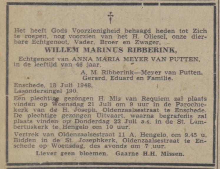 Lasondersingel 190 A.M. Ribberink-van Putten advertentie De Volkskrant 21-7-1948.jpg