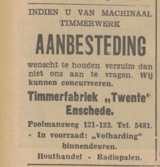Poolmansweg 121-123 Timmerfabriek Twente advertentie Tubantia 25-1-1935.jpg
