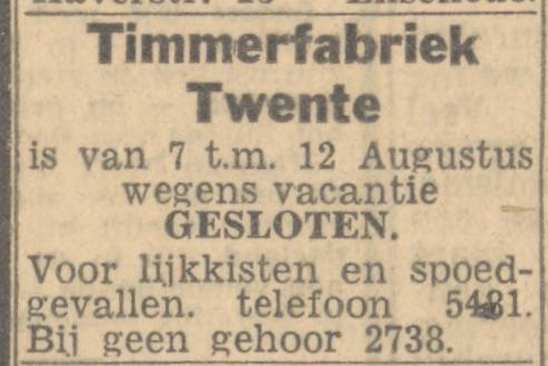 Timmerfabriek Twente telf. 2738. advertentie Tubantia 4-8-1944.jpg