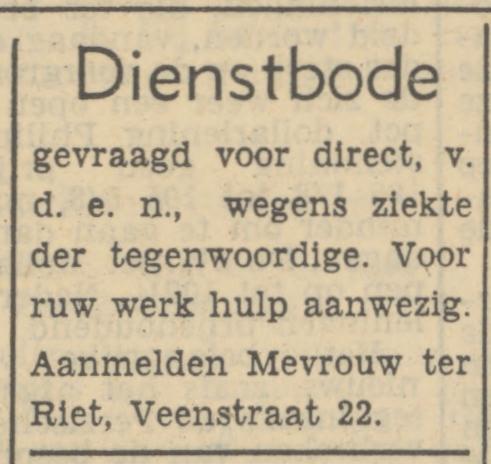 Veenstraat 22 Mevr. ter Riet advertentie Tubantia 23-8-1951.jpg