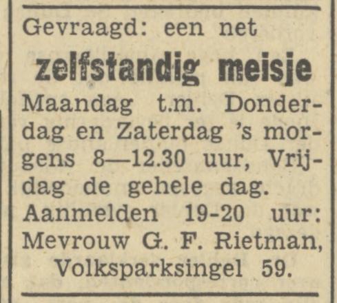 Volksparksingel 59 G.F. Rietman advertentie Tubantia 24-1-1950.jpg