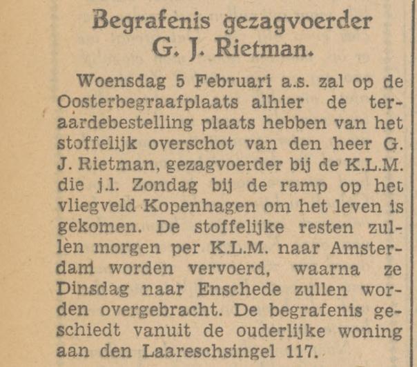 Laaressingel 117 G.J. Rietman krantenbericht Tubantia 31-1-1947.jpg