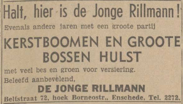 Beltstraat 72 hoek Borneostraat Jonge Rillmann advertentie Twentsch nieuwsblad 21-12-1942.jpg