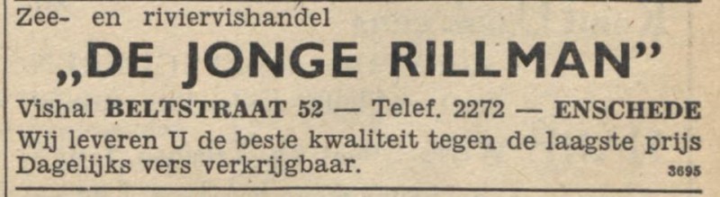 Beltstraat 52 vishandel De Jonge Rillman advertentie Nieuw Israelitisch weekblad 10-1-1947.jpg