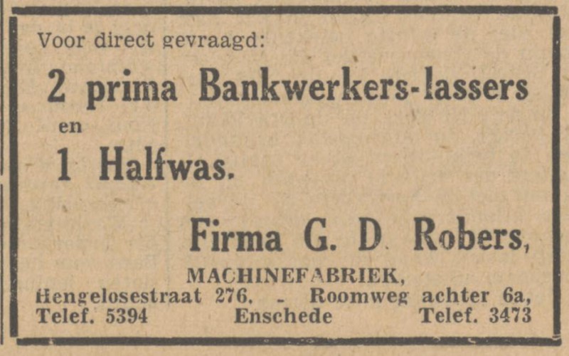 Roomweg 6a achter G.D. Robers advertentie Tubantia 22-8-1947.jpg