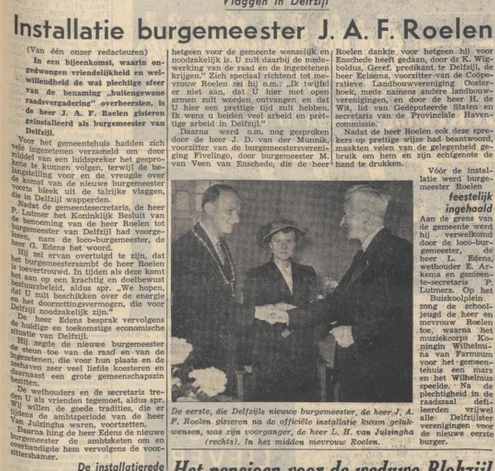 J.A. Roelen chef bureau Sociografie Gemeente Enschede nu burgemeester. krantenbericht Nieuwsblad van het Noorden 24-6-1952.jpg