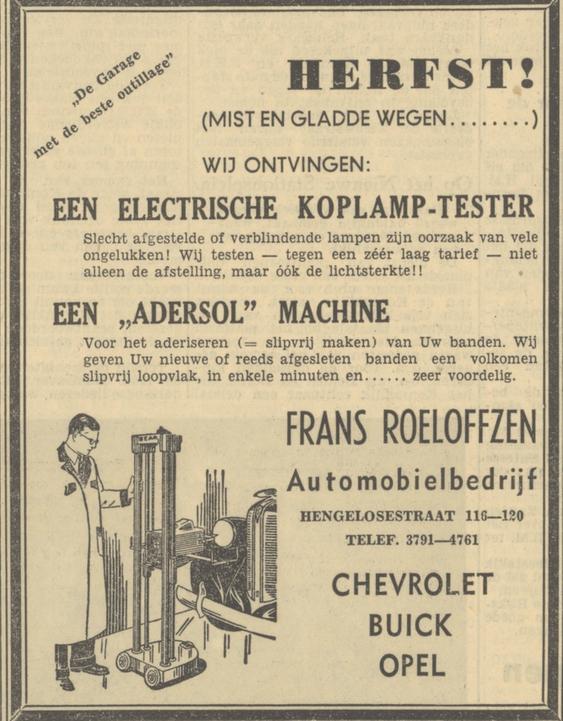 Hengelosestraat 116-120 Automobielbedrijf Frans Roeloffzen advertentie Tubantia 12-10-1949.jpg