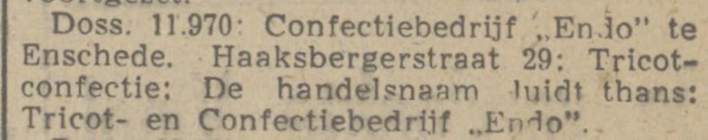 Haaksbergerstraat 29 confectiebedrijf Endo krantenbericht Tubantia 17-11-1941.jpg