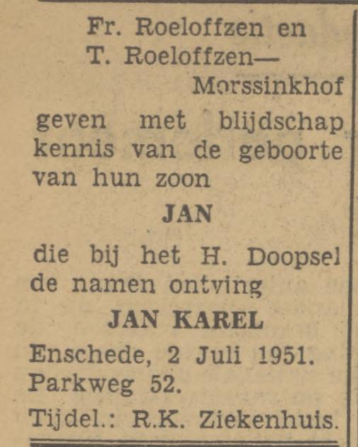 Parkweg 52 Fr. Roeloffzen advertentie Tubantia 2-7-1951.jpg