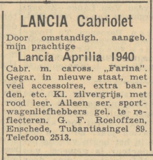 Tubantiasingel 89 G.F. Roeloffzen advertentie Algemeen Handelsblad 2-3-1950.jpg