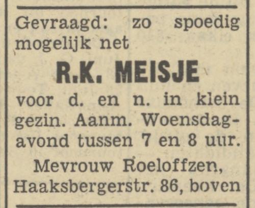 Haaksbergerstraat 86 Mevr. Roeloffzen advertentie Tubantia 14-2-1950.jpg