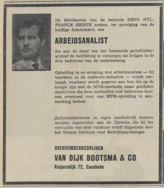 Kuipersdijk 72 Overhemdenbedrijf van Dijk, Bootsma & Co. advertentie Nieuwsblad van het Noorden 11-5-1962.jpg