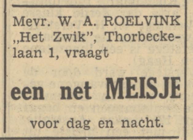 Thorbeckelaan 1 W.A. Roelvink advertentie Tubantia 18-10-1950.jpg