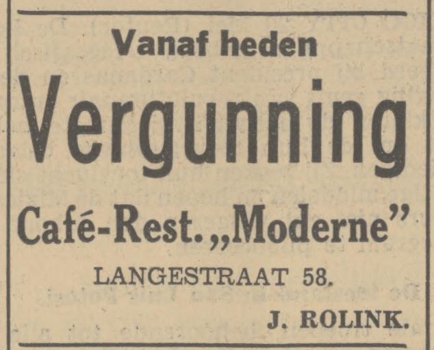 Langestraat 58 J. Rolink cafe restaurant Moderne advertentie Tubantia 20-5-1938.jpg