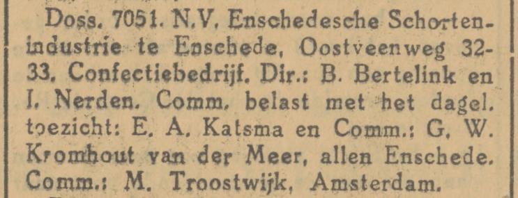 Oostveenweg 32-33 B. Bertelink Directeur N.V. Enschedesche Schorten Industrie krantenbericht Tubantia 17-12-1928.jpg